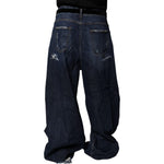Dolce & Gabbana Dark Blue Tattered Wide Leg Men Denim Jeans PAN75179-50
