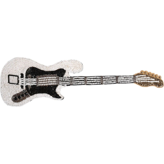 Dolce & Gabbana Gold Brass Logo Beaded Guitar Pin Brooch 1728,67345645728,Dolce & Gabbana,Gold,Jewelry,Material: 40% Polyester 30% Real Brass 30% Glass,Men,Men - Jewelry,New with tags,Other - Men - Jewelry Dolce & Gabbana SMY10636