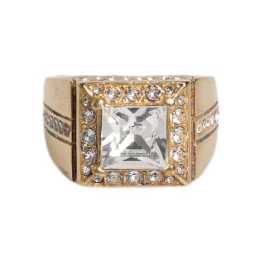 Dolce & Gabbana Gold Tone Sterling Silver 925 Crystals Ring SMY10528-58