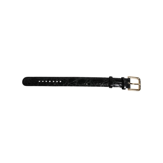 Dolce & Gabbana Black Exotic Leather Gold Tone Metal Buckle Armband