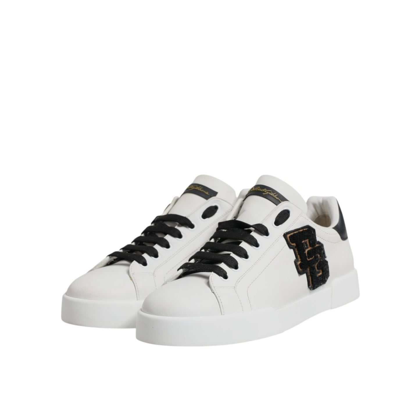 Dolce & Gabbana White Leather DG Logo Low Top Sneakers Shoes