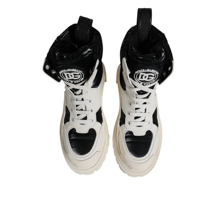 Dolce & Gabbana White Padded Mid Calf Lace Up Boots Shoes