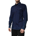 Dolce & Gabbana Dark Blue Cotton GOLD Dress Formal Shirt TSH878530-39