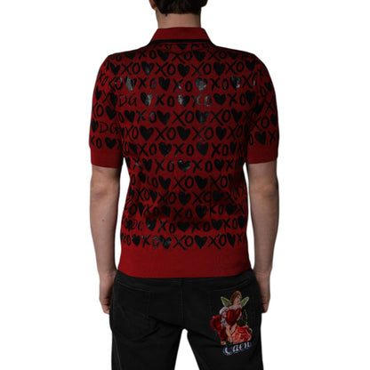 Dolce & Gabbana Red Cotton XOXO Collared Polo T-shirt