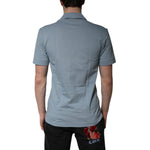 Dolce & Gabbana Blue Cotton Button Down Casual Men Polo Shirt