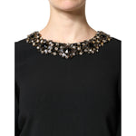 Dolce & Gabbana Black Crystal Embellished Round Neck Mini Dress DR81658-36
