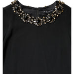 Dolce & Gabbana Black Crystal Embellished Round Neck Mini Dress DR81658-36