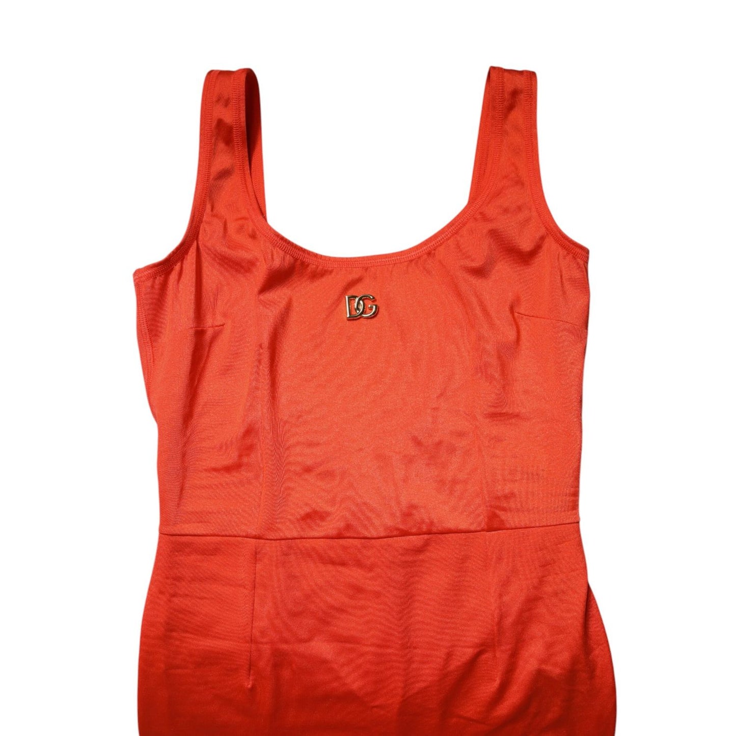 Dolce & Gabbana Orange Sleeveless Bodycon Jumpsuit Dress