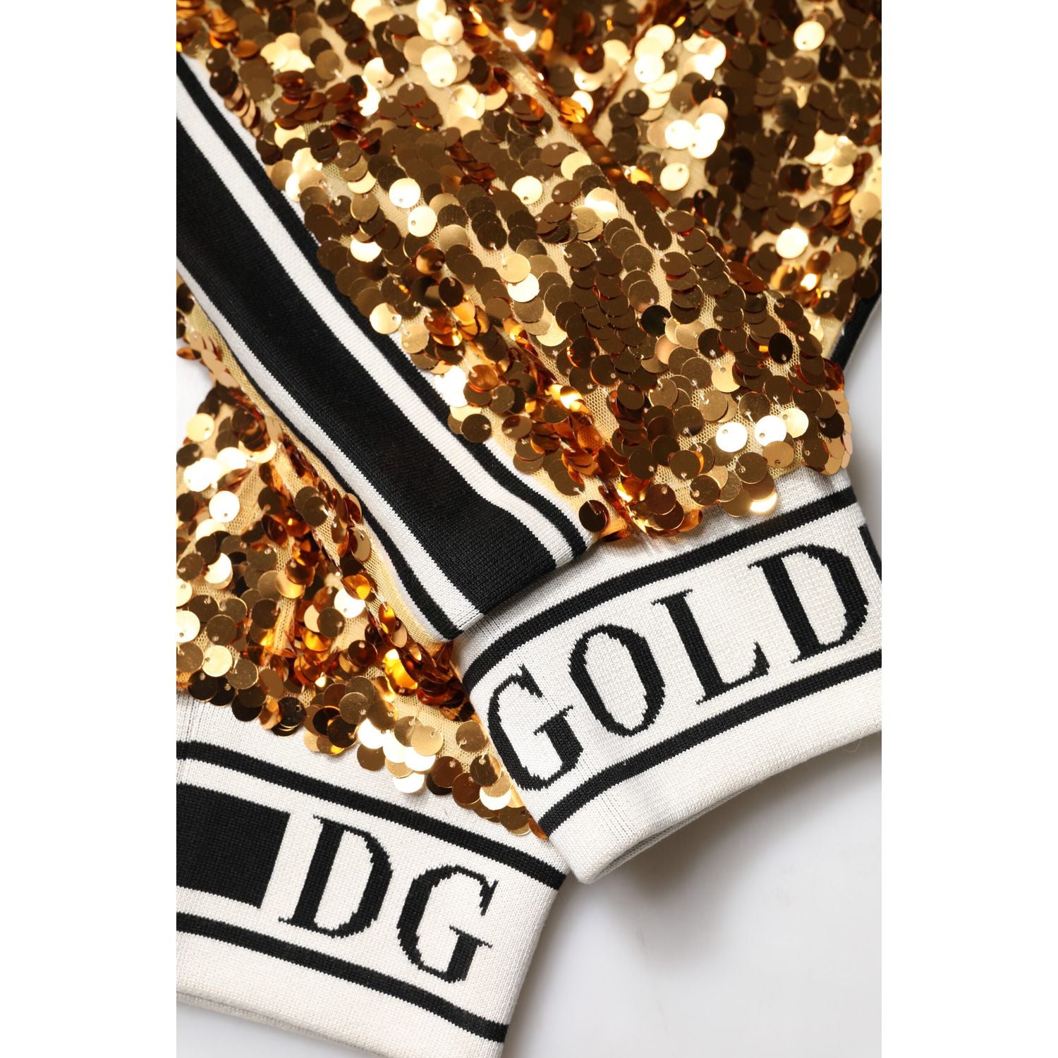 Dolce & Gabbana Metallic Gold DG Logo Sequined Jogger Pants