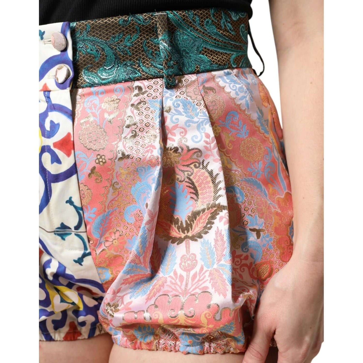 Dolce & Gabbana Multicolor Cotton Patchwork Hot Pants Shorts SKI2129-44