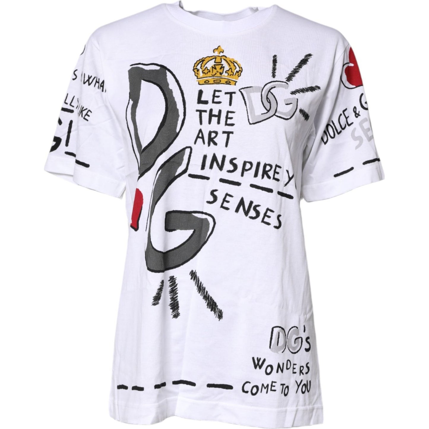 Dolce & Gabbana White Short-Sleeved Printed Jersey T-shirt TSH8143-38