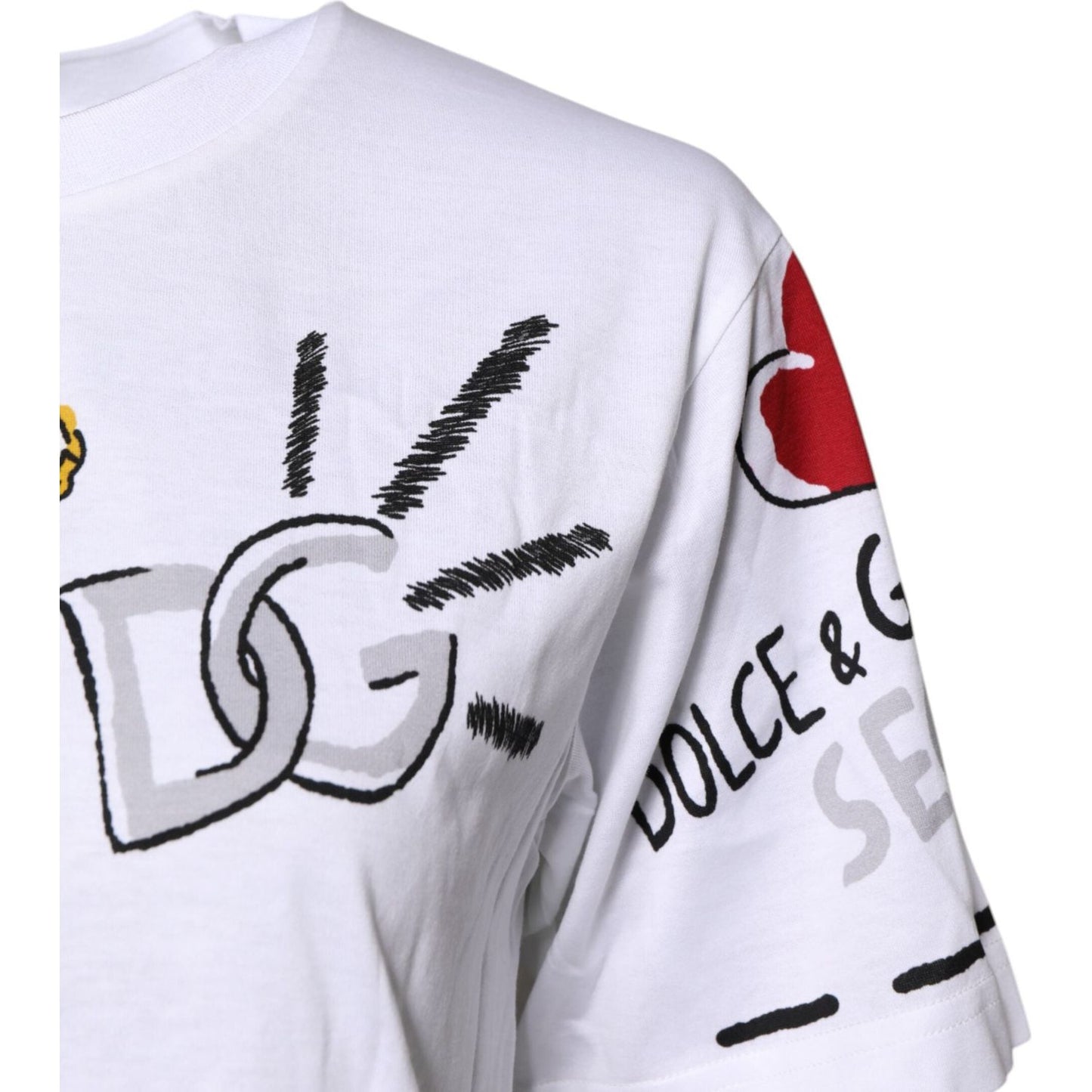 Dolce & Gabbana White Short-Sleeved Printed Jersey T-shirt TSH8143-38