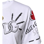 Dolce & Gabbana White Short-Sleeved Printed Jersey T-shirt TSH8143-38