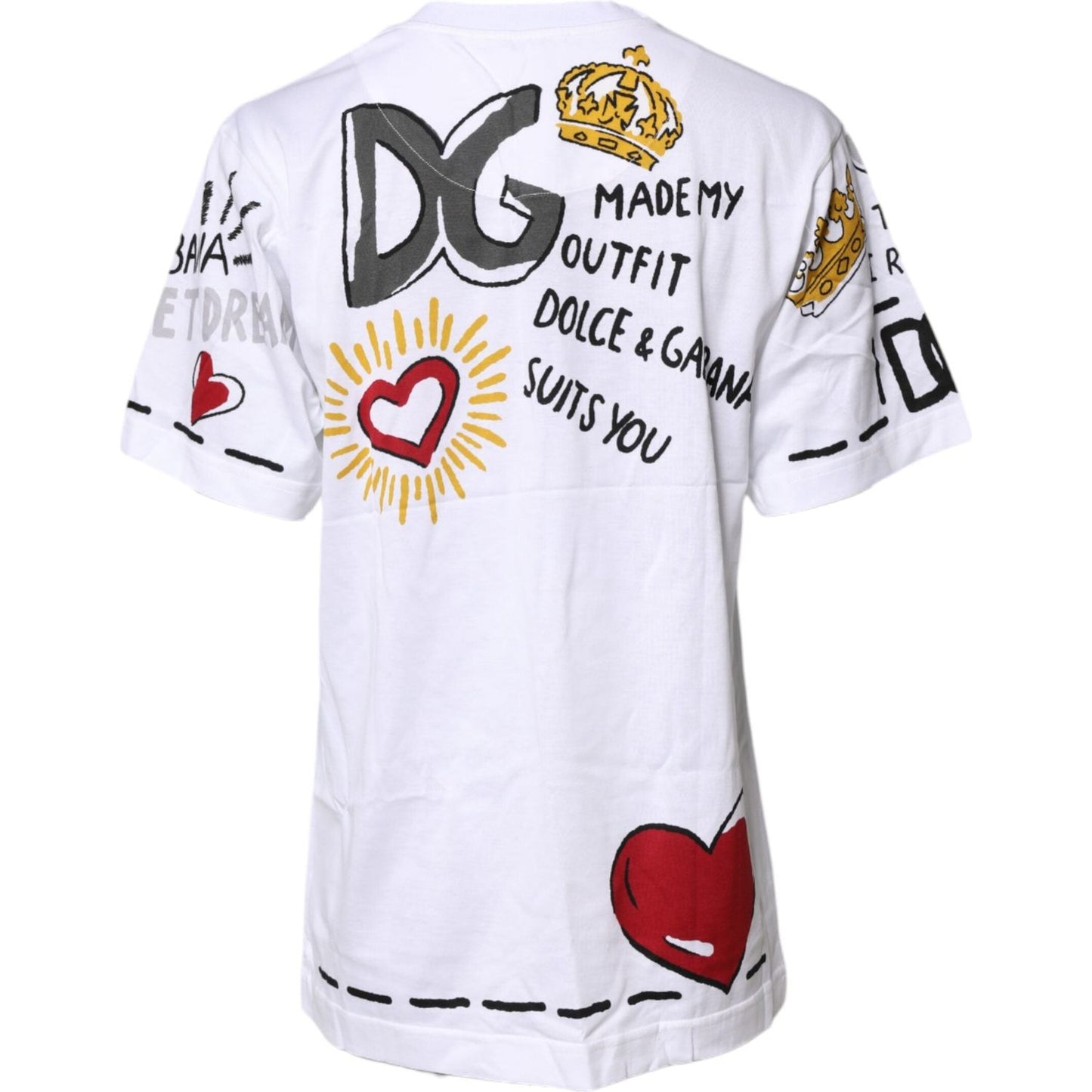 Dolce & Gabbana White Short-Sleeved Printed Jersey T-shirt TSH8143-38
