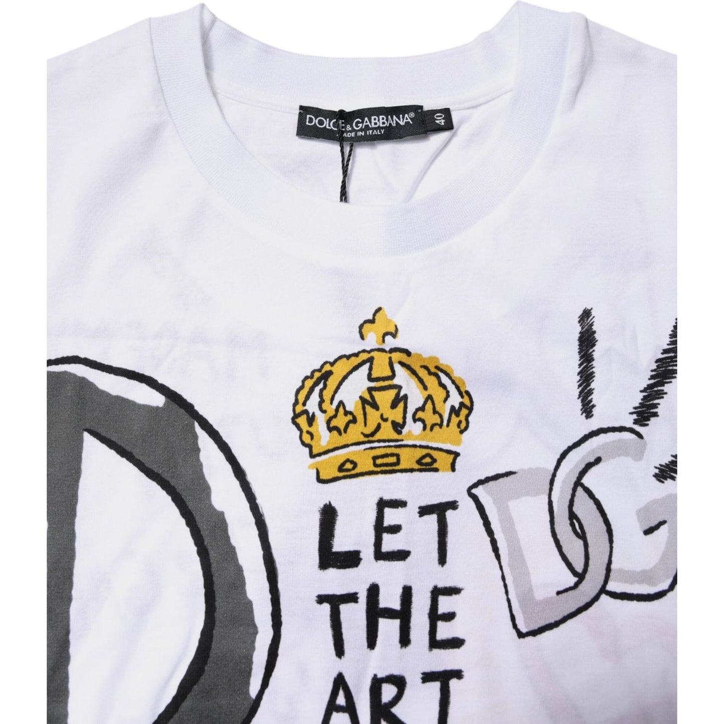 Dolce & Gabbana White Short-Sleeved Printed Jersey T-shirt TSH8143-38