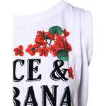Dolce & Gabbana White Floral Printed Cotton Sleeveless T-shirt TSH8148-40