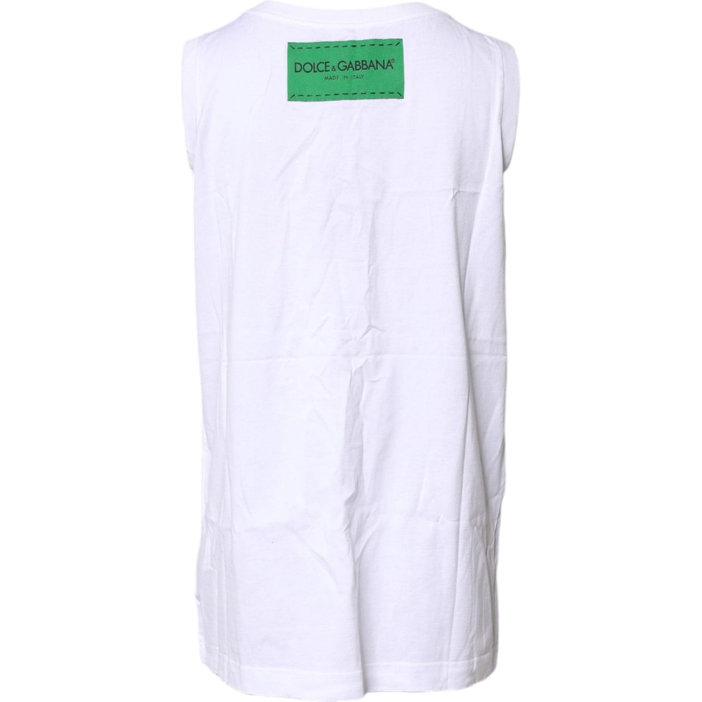 Dolce & Gabbana White Floral Printed Cotton Sleeveless T-shirt TSH8148-40