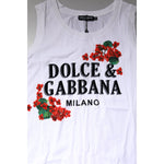 Dolce & Gabbana White Floral Printed Cotton Sleeveless T-shirt TSH8148-40