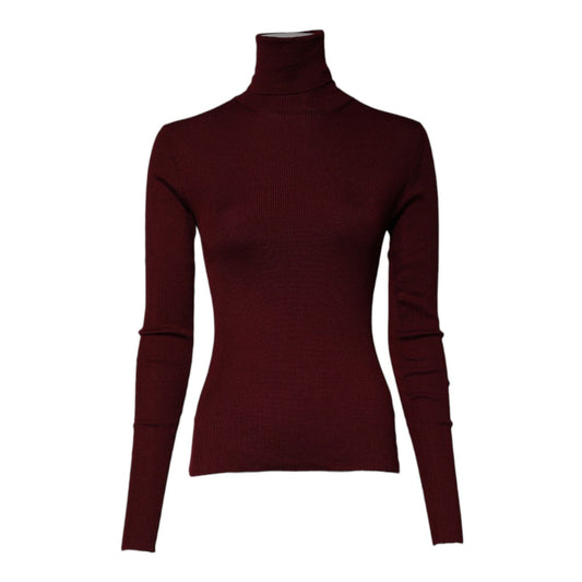 Dolce & Gabbana Burgundy Long Sleeves Turtleneck Slim Sweater TSH87148-42