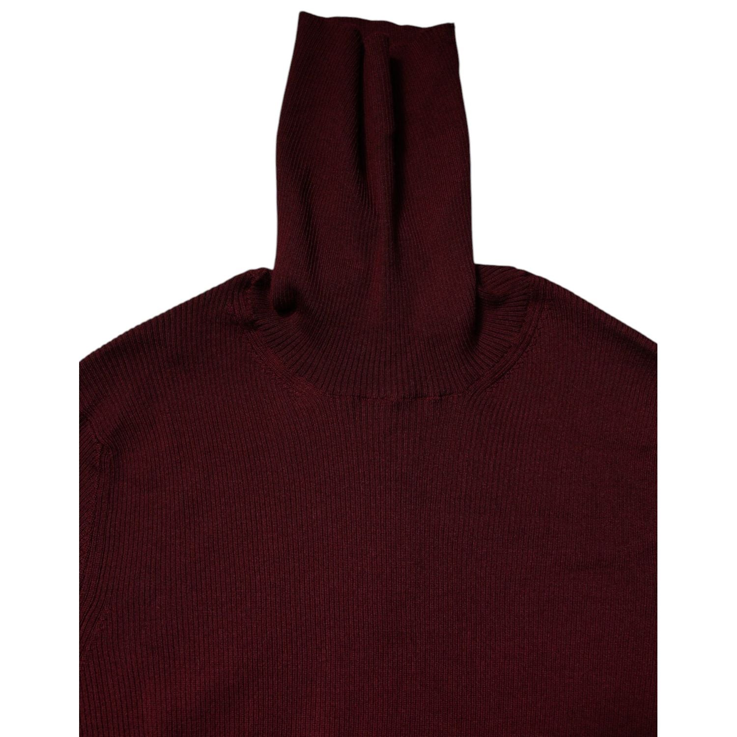 Dolce & Gabbana Burgundy Long Sleeves Turtleneck Slim Sweater