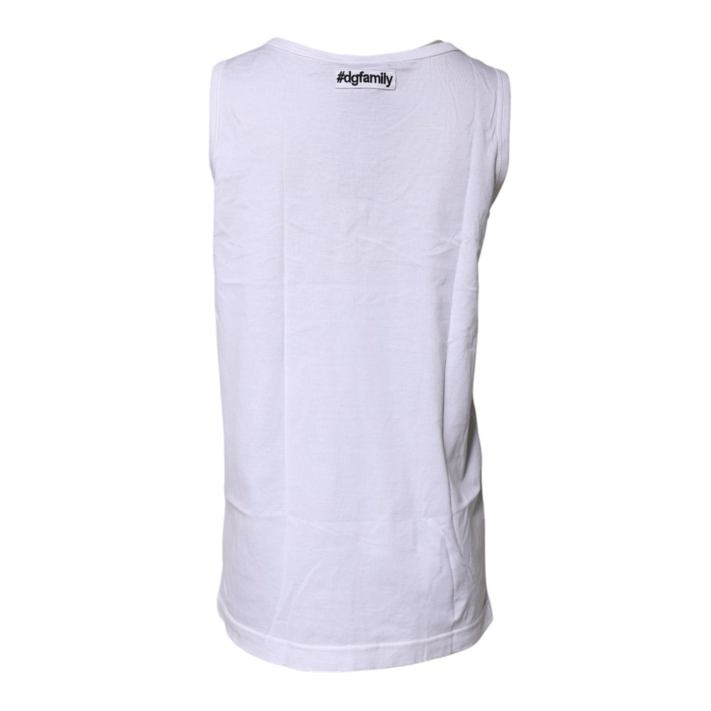 Dolce & Gabbana White Cotton Anchor Chain Embroidery Tank Top