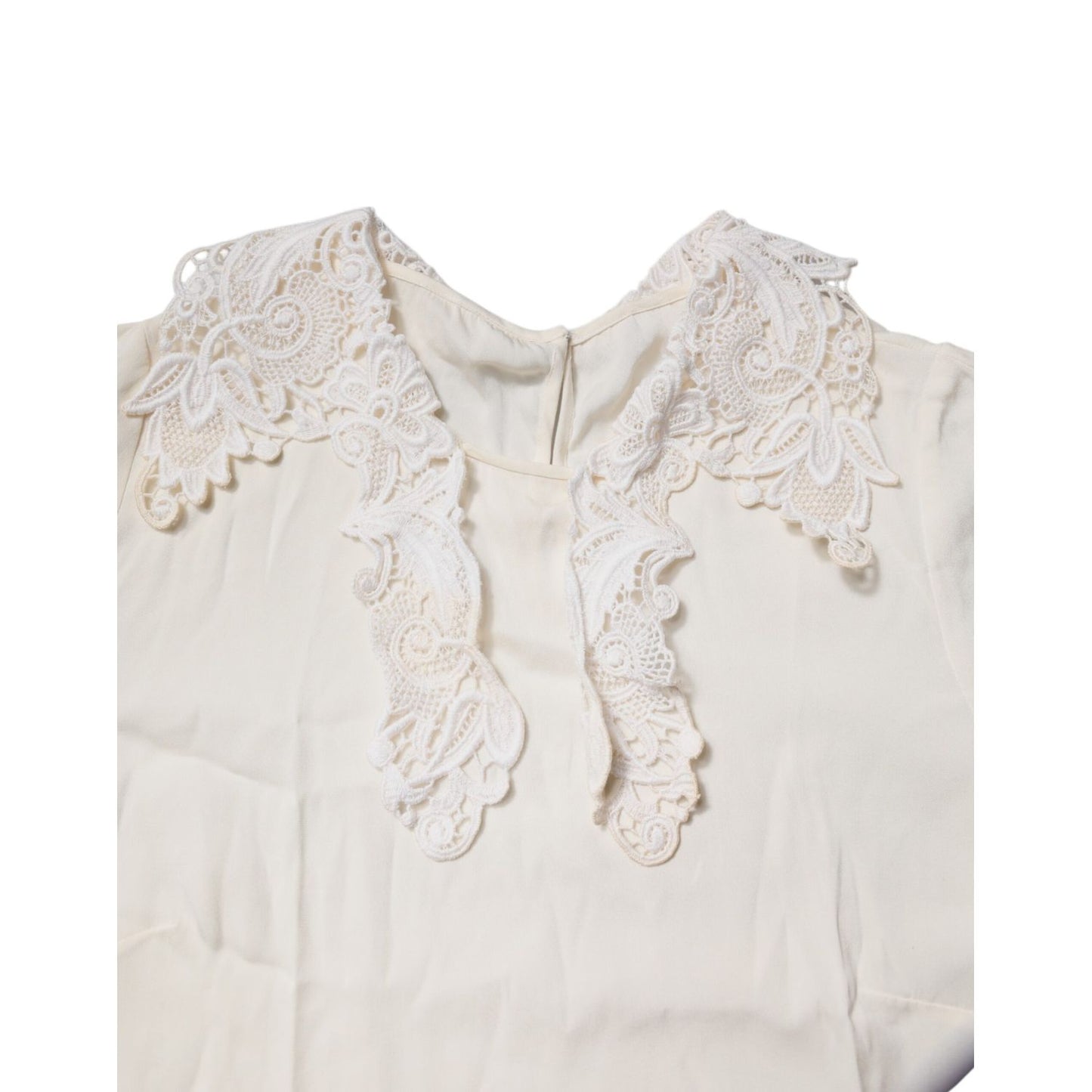 Dolce & Gabbana Cream Floral Lace Long Sleeves Blouse Top