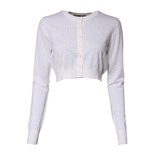 Dolce & Gabbana Cream Cashmere Knit Cropped Cardigan Sweater TSH87252-42