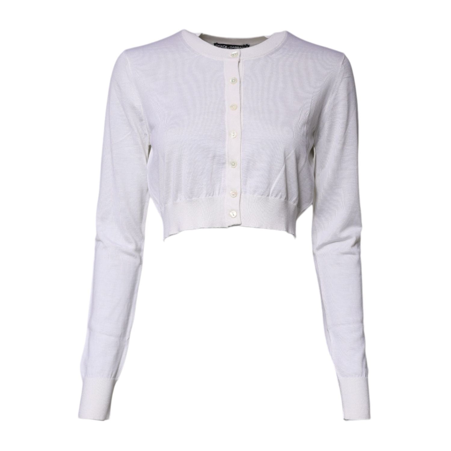 Dolce & Gabbana Cream Cashmere Knit Cropped Cardigan Sweater