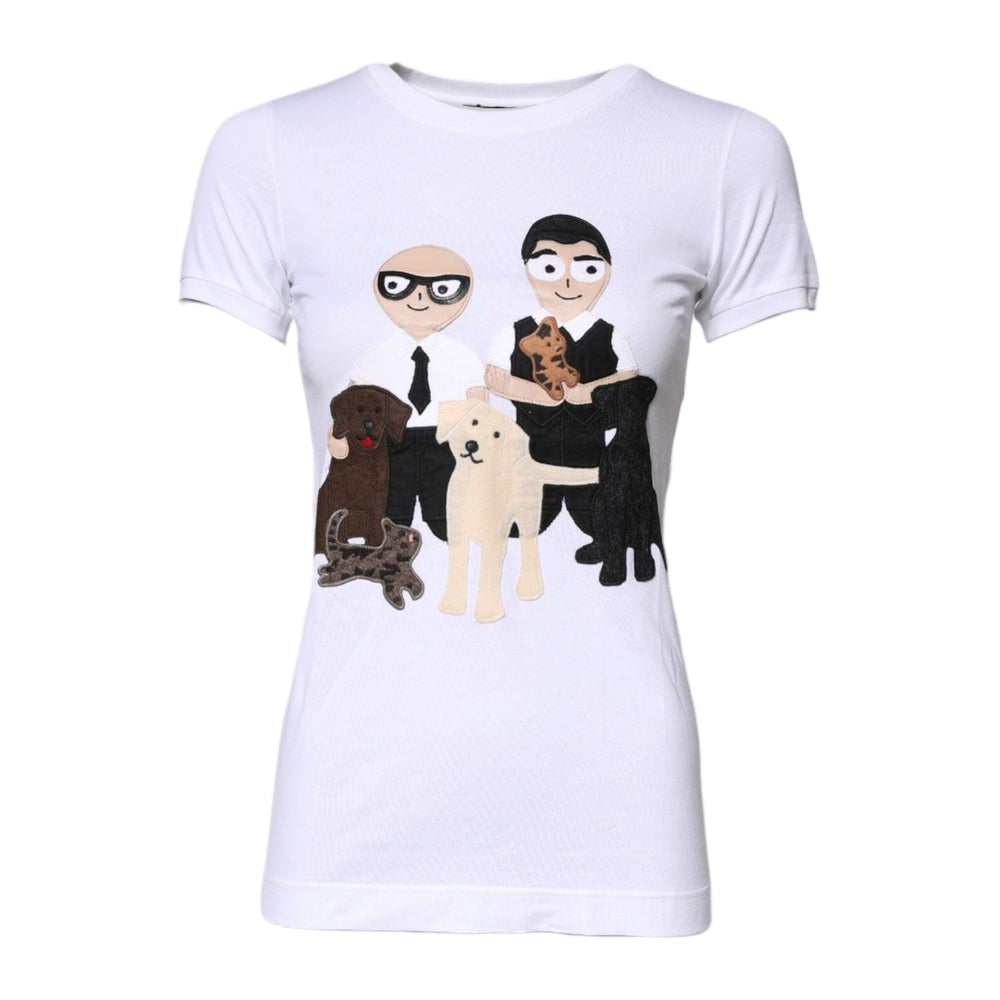 Dolce & Gabbana White Cotton #DGFAMILY Embroidery T-shirt