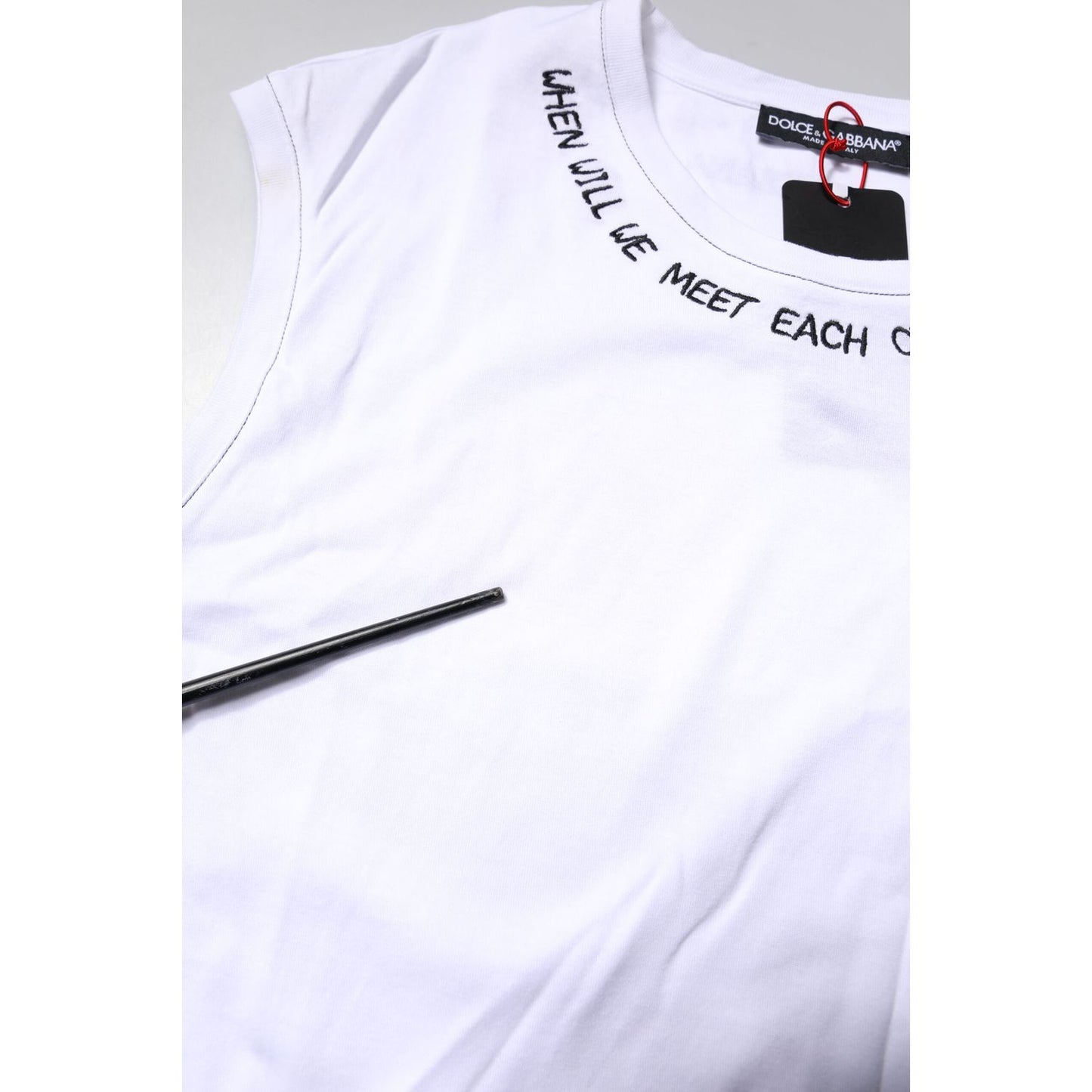 Dolce & Gabbana White Cotton Sleeveless Printed Tank T-shirt