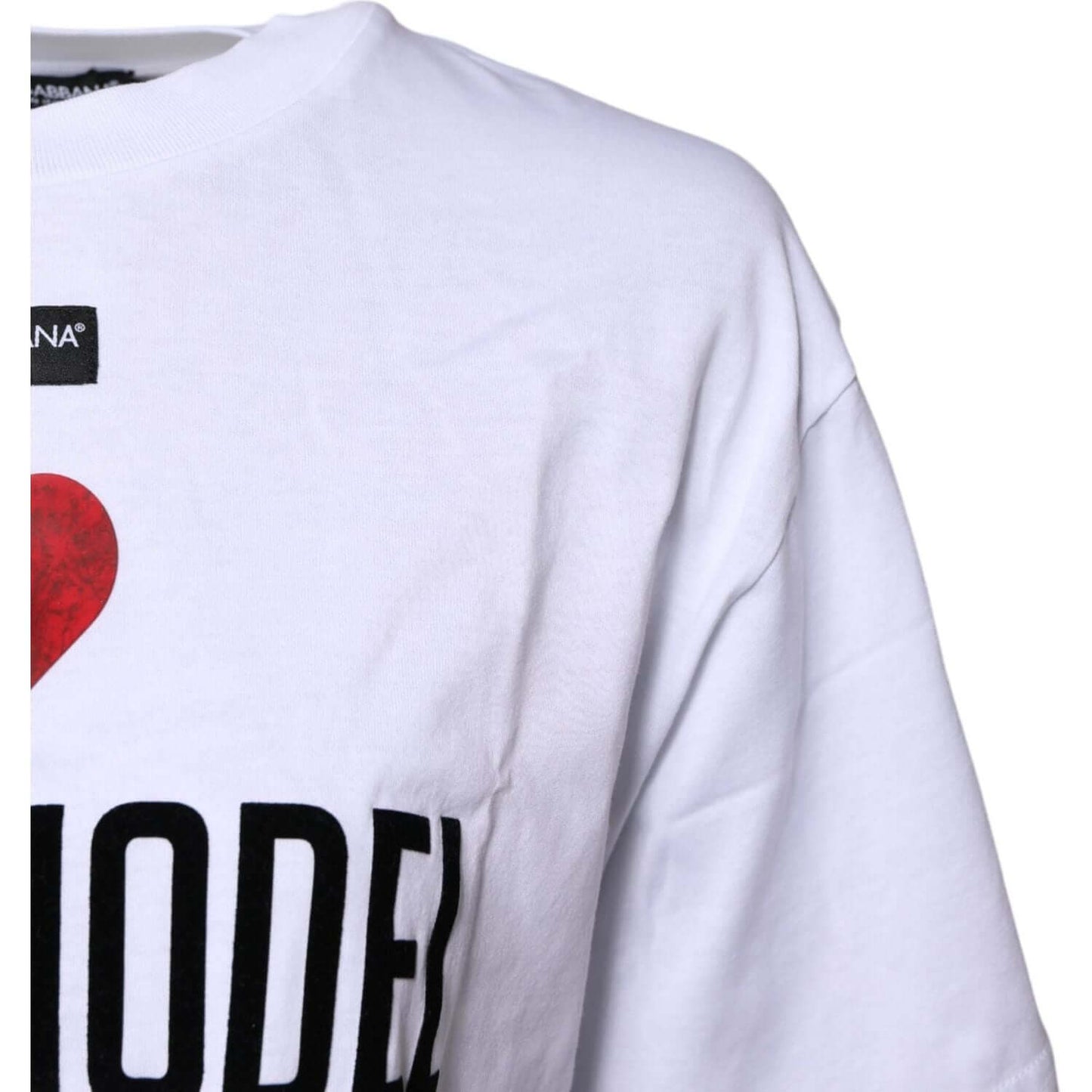 Dolce & Gabbana White Printed Round Neck Top Cotton T-shirt TSH87358-36