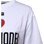 Dolce & Gabbana White Printed Round Neck Top Cotton T-shirt TSH87358-36