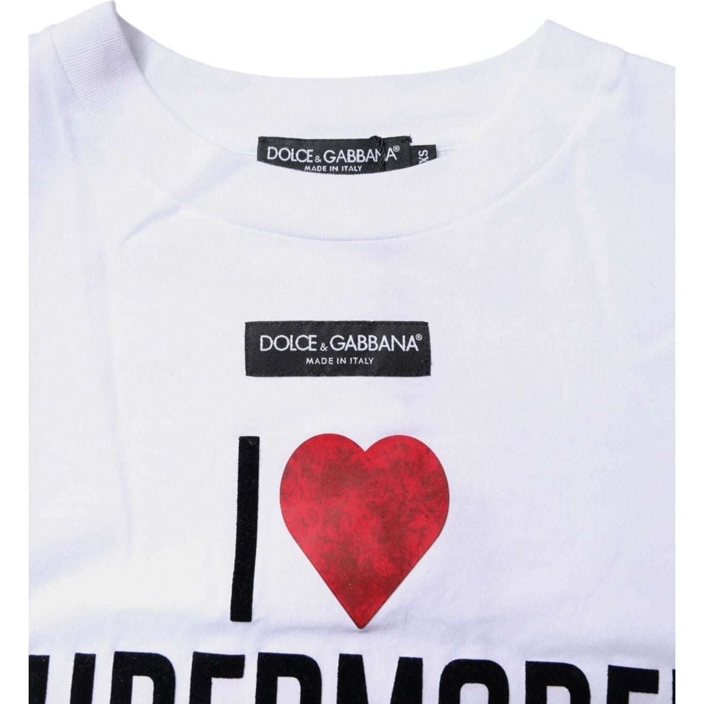Dolce & Gabbana White Printed Round Neck Top Cotton T-shirt TSH87358-36