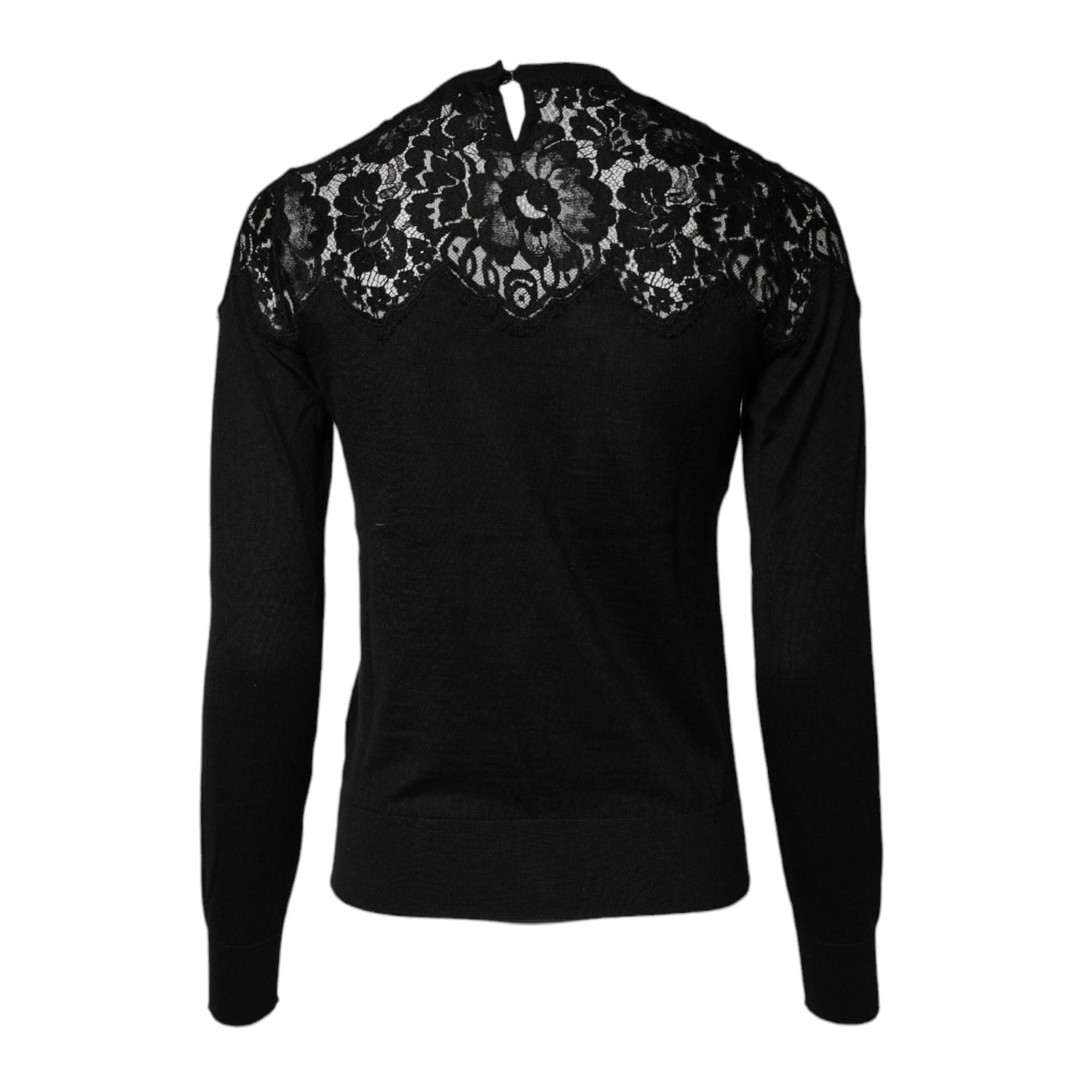 Dolce & Gabbana Black Floral Lace Long Sleeves Blouse Top