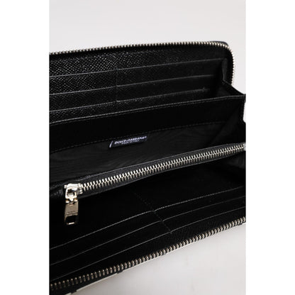 Dolce & Gabbana White Leather DG Crown Royals Continental Zip Around Wallet