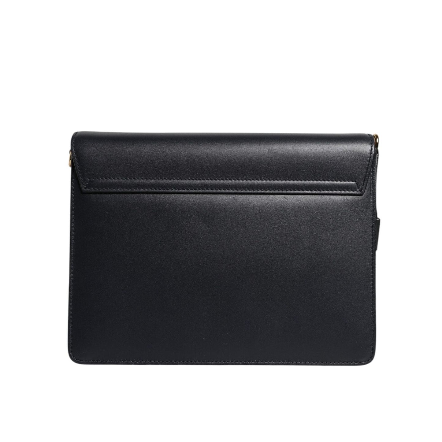 Dolce & Gabbana Black Leather Logo Gold Crossbody Purse Bag BAG4595