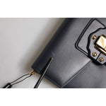 Dolce & Gabbana Black Leather Logo Gold Crossbody Purse Bag BAG4595