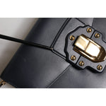 Dolce & Gabbana Black Leather Logo Gold Crossbody Purse Bag BAG4595