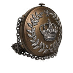 Dolce & Gabbana Gold Brass Metal DG Crown Clutch Crossbody Bag