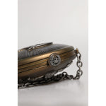 Dolce & Gabbana Gold Brass Metal DG Crown Clutch Crossbody Bag