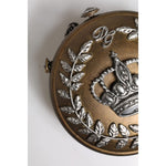 Dolce & Gabbana Gold Brass Metal DG Crown Clutch Crossbody Bag
