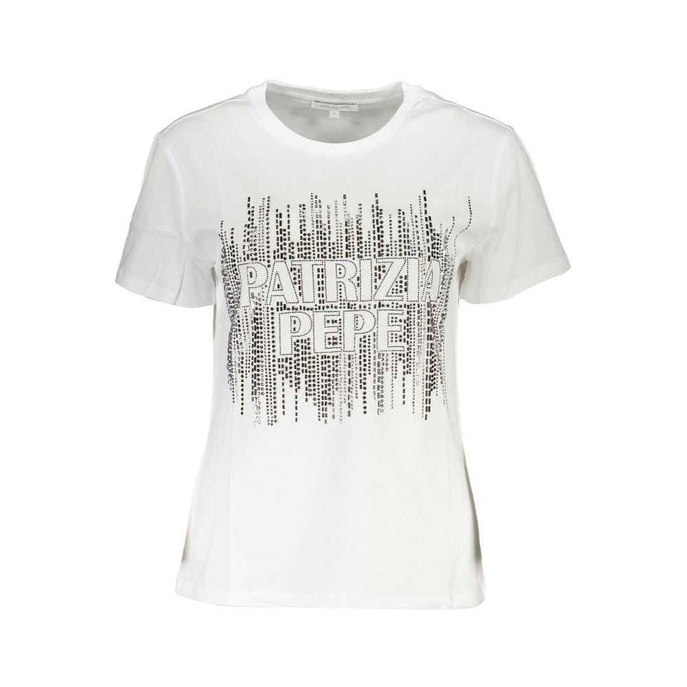 Patrizia Pepe Elegant Short Sleeve Crew Neck Tee with Logo PA-26481-XS