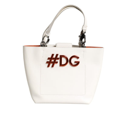 Dolce & Gabbana White Leather #DG BEATRICE Top Handle Tote Bag