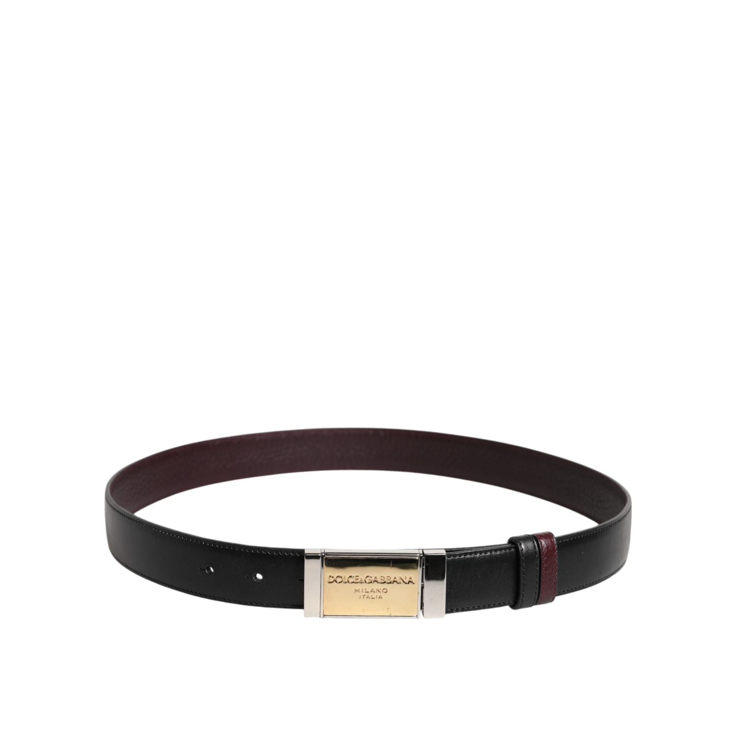 Dolce & Gabbana Black Brown Leather Metal Buckle Reversible Belt