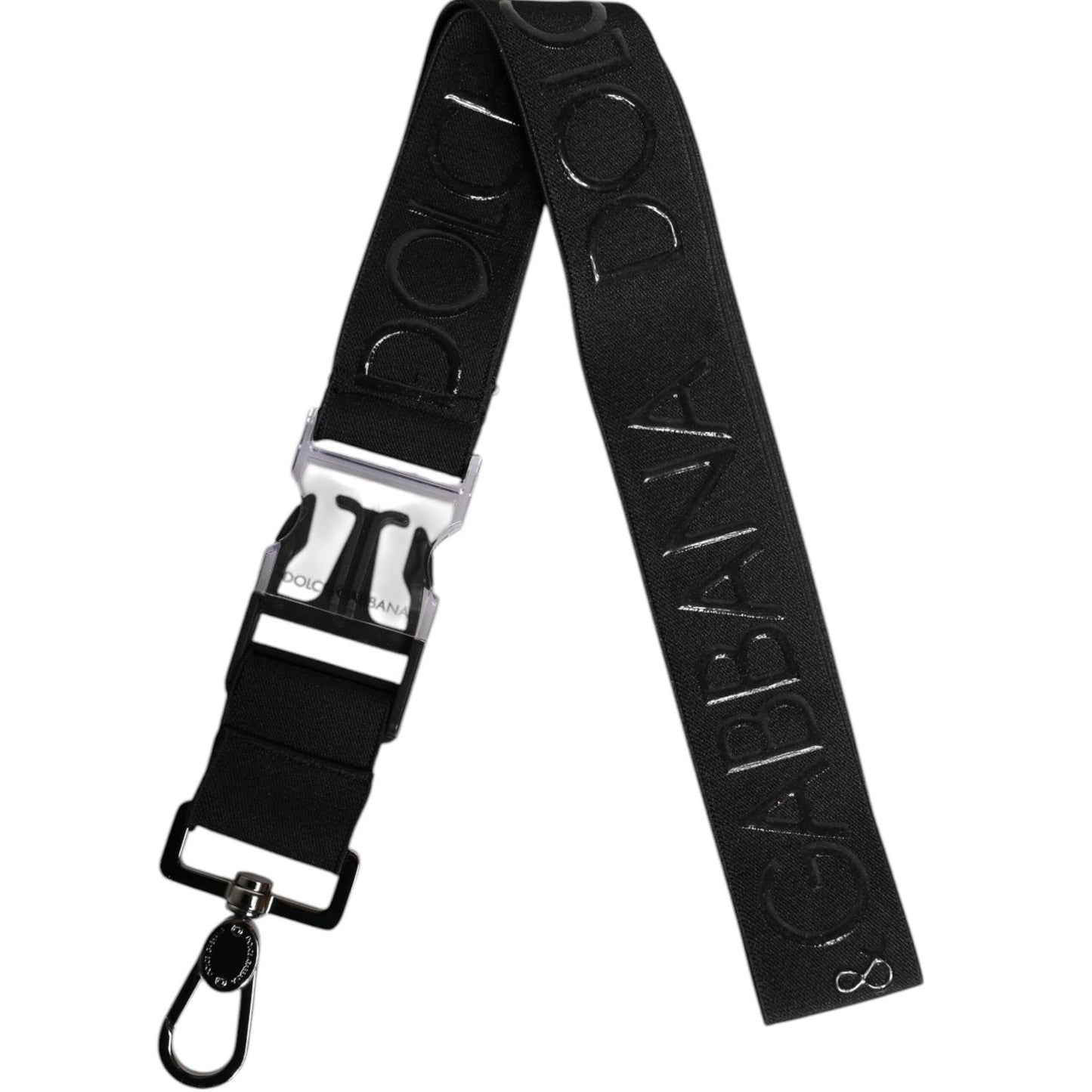 Dolce & Gabbana Black Stretch Polyester Rubberised DG Logo Keychain