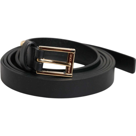 Dolce & Gabbana Black Calf Leather Gold Metal Buckle Belt 1728,67345645728,90 cm / 36 Inches,95 cm / 38 Inches,Accessories,Belts - Men - Accessories,Black,Dolce & Gabbana,Material: Leather,Men,Men - Accessories,New with tags BEL9277-90