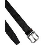 Dolce & Gabbana Black Cotton Blend Silver Metal Buckle Belt
