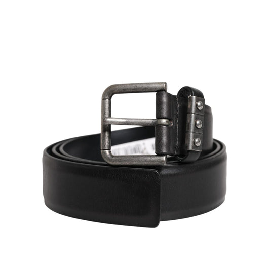 Dolce & Gabbana Black Leather Metal Buckle Classic Belt BEL9291-90