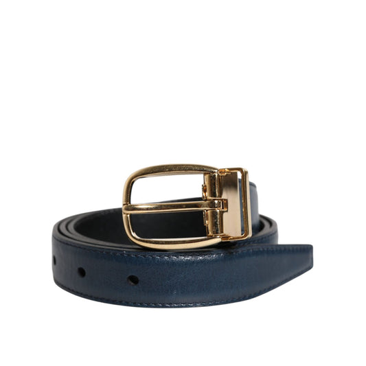 Dolce & Gabbana Blue Leather Metal Buckle Classic Belt BEL9298-90
