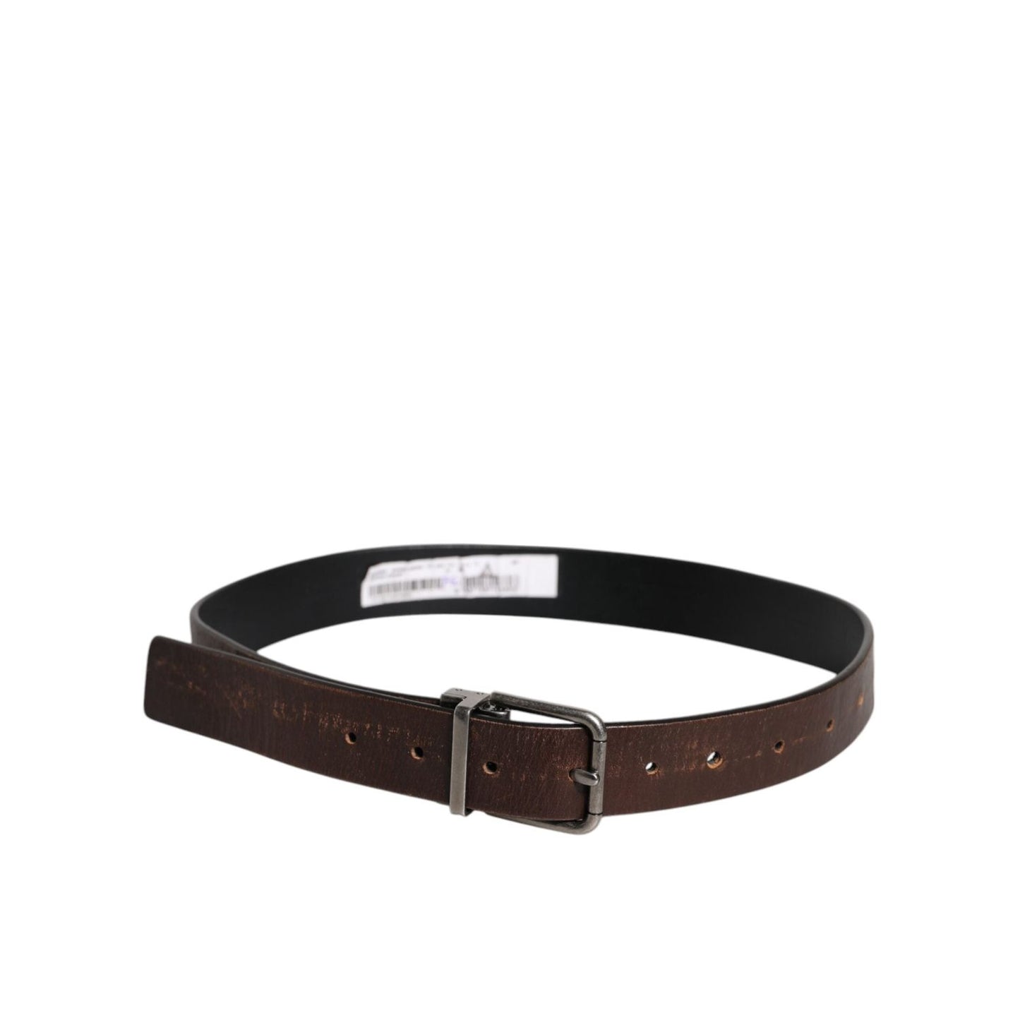 Dolce & Gabbana Brown Solid Leather Classic Waist Buckle Belt
